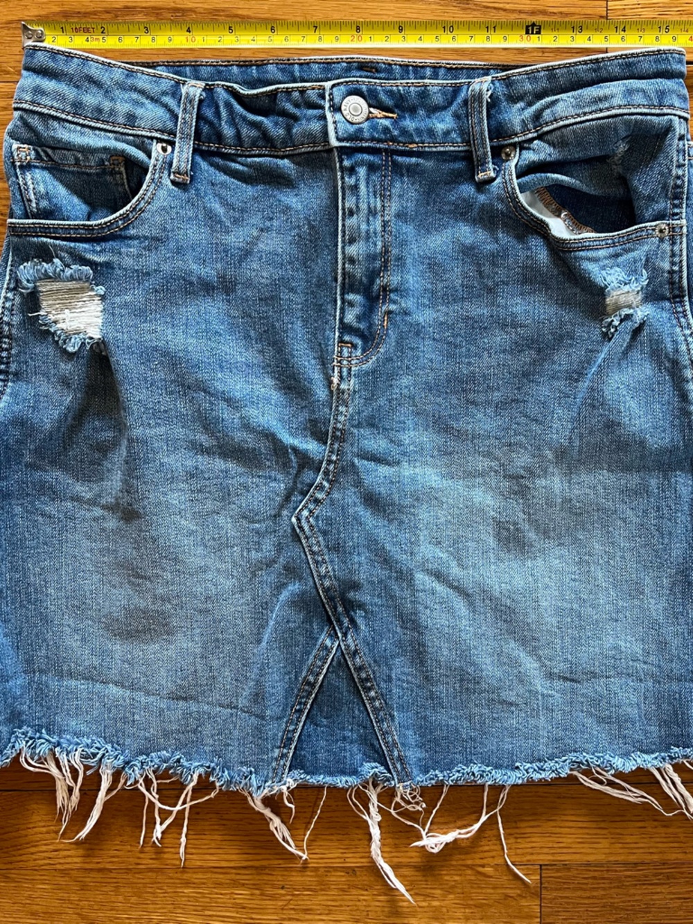 Old Navy Distressed Blue Denim Pencil Skirt